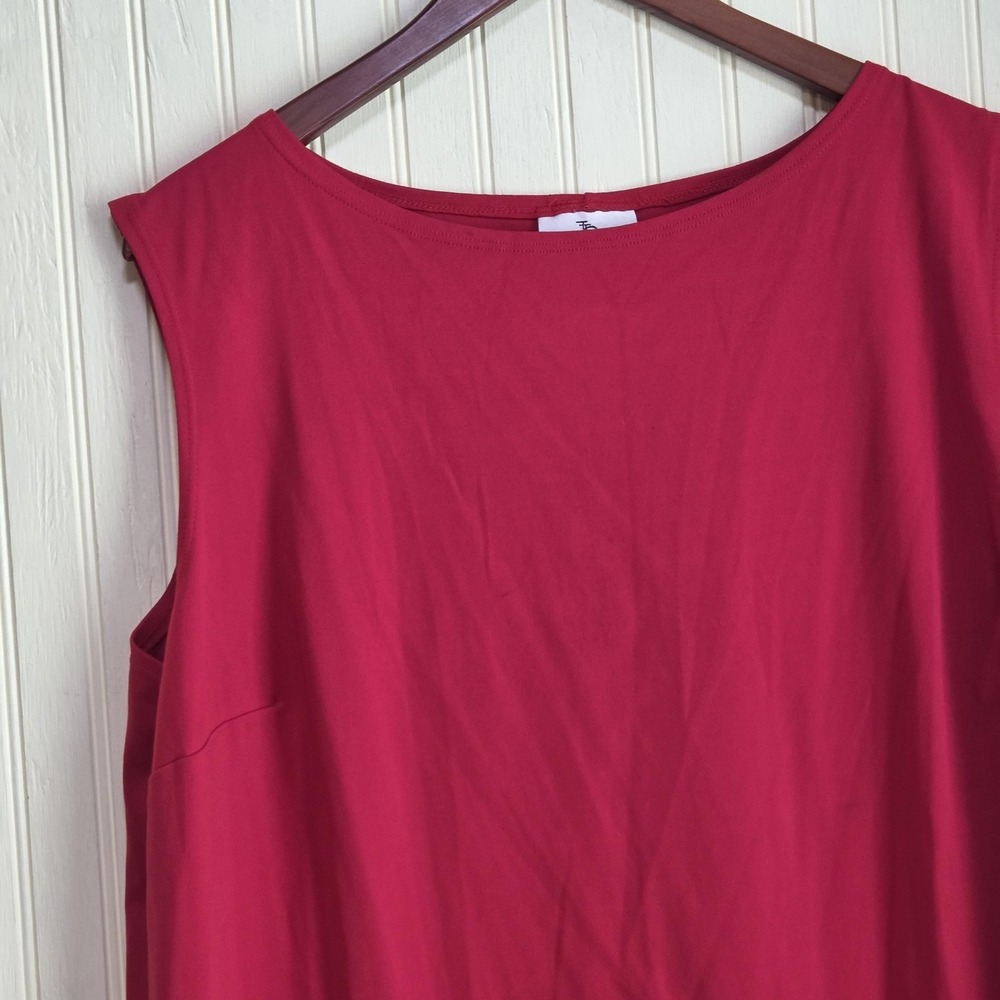 The Travel Collection Tank Top Womens Plus 2X Red Boat Neck Sleeveless Tunic